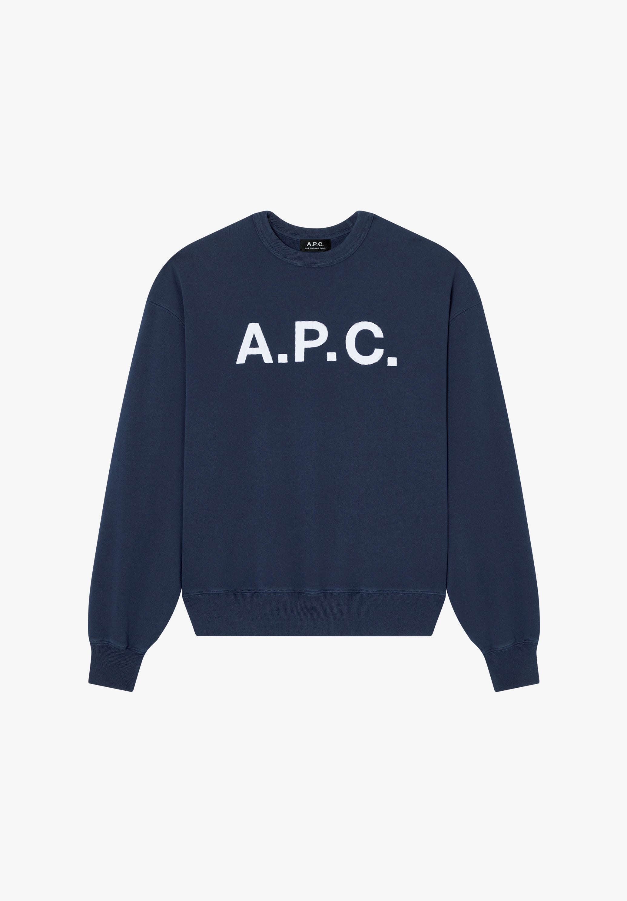 Navy blue sweatshirt with vintage-effect A.P.C. logo - 0