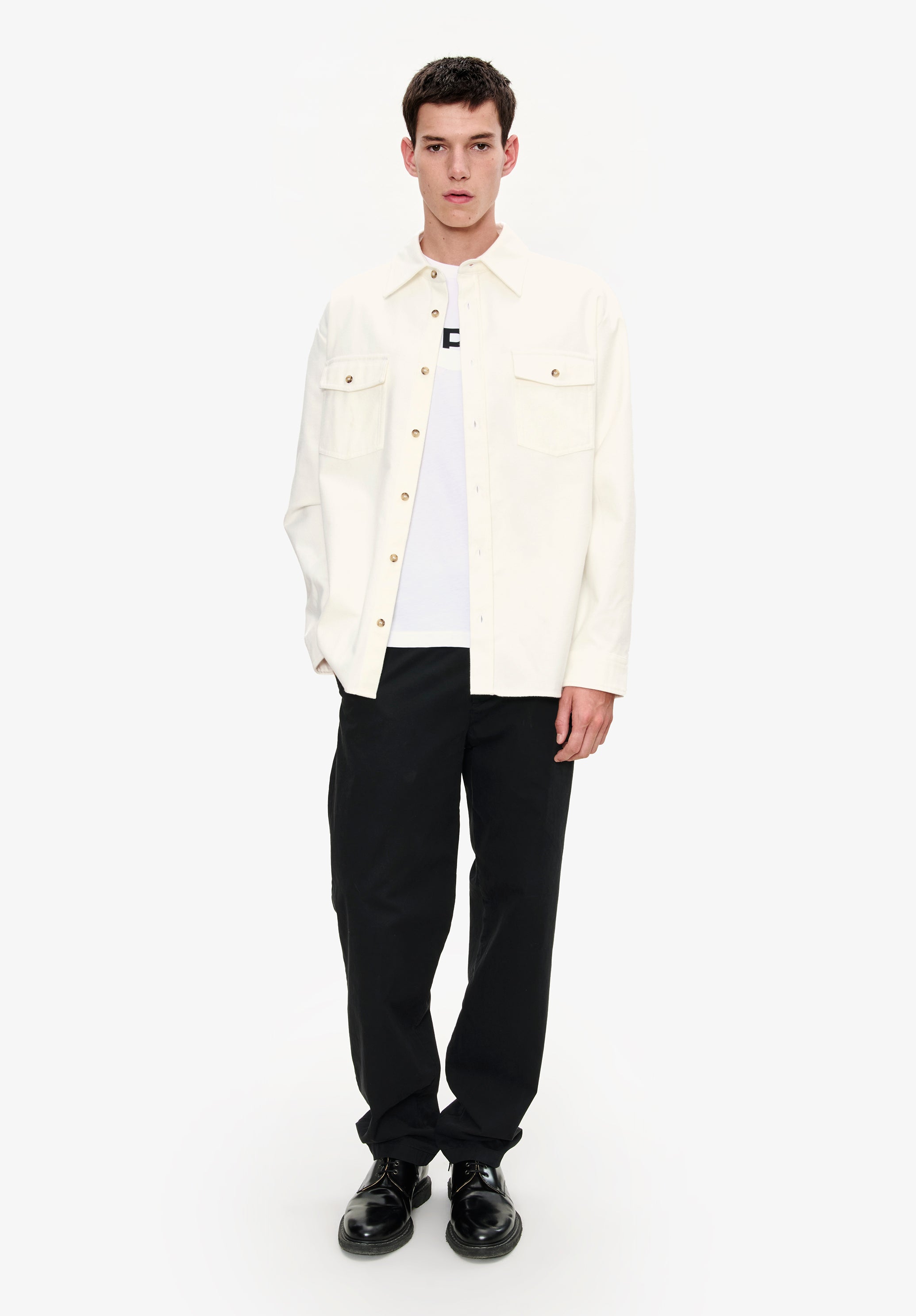 Solid-colour cotton overshirt - 1