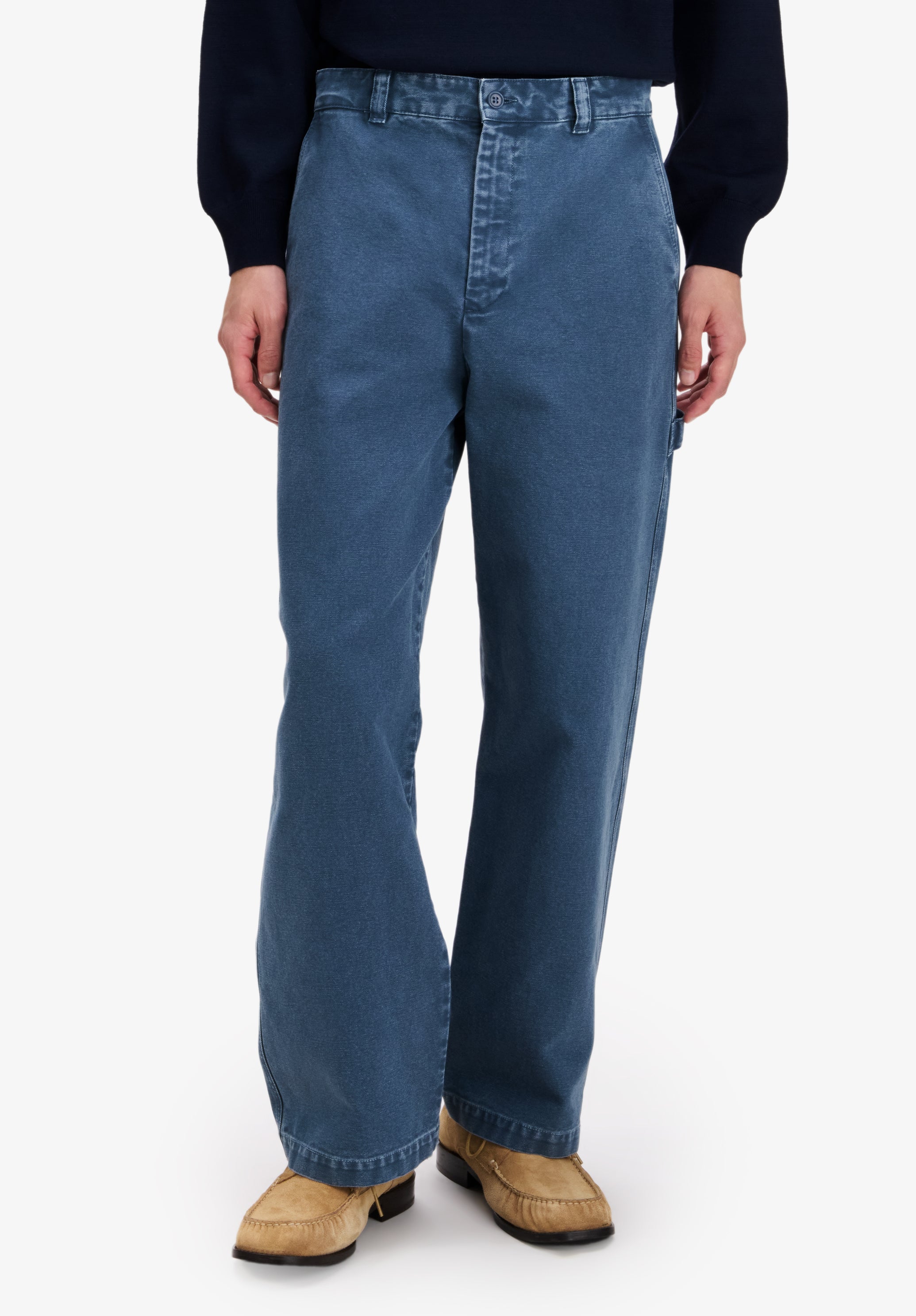 Blue canvas carpenter trousers - 3