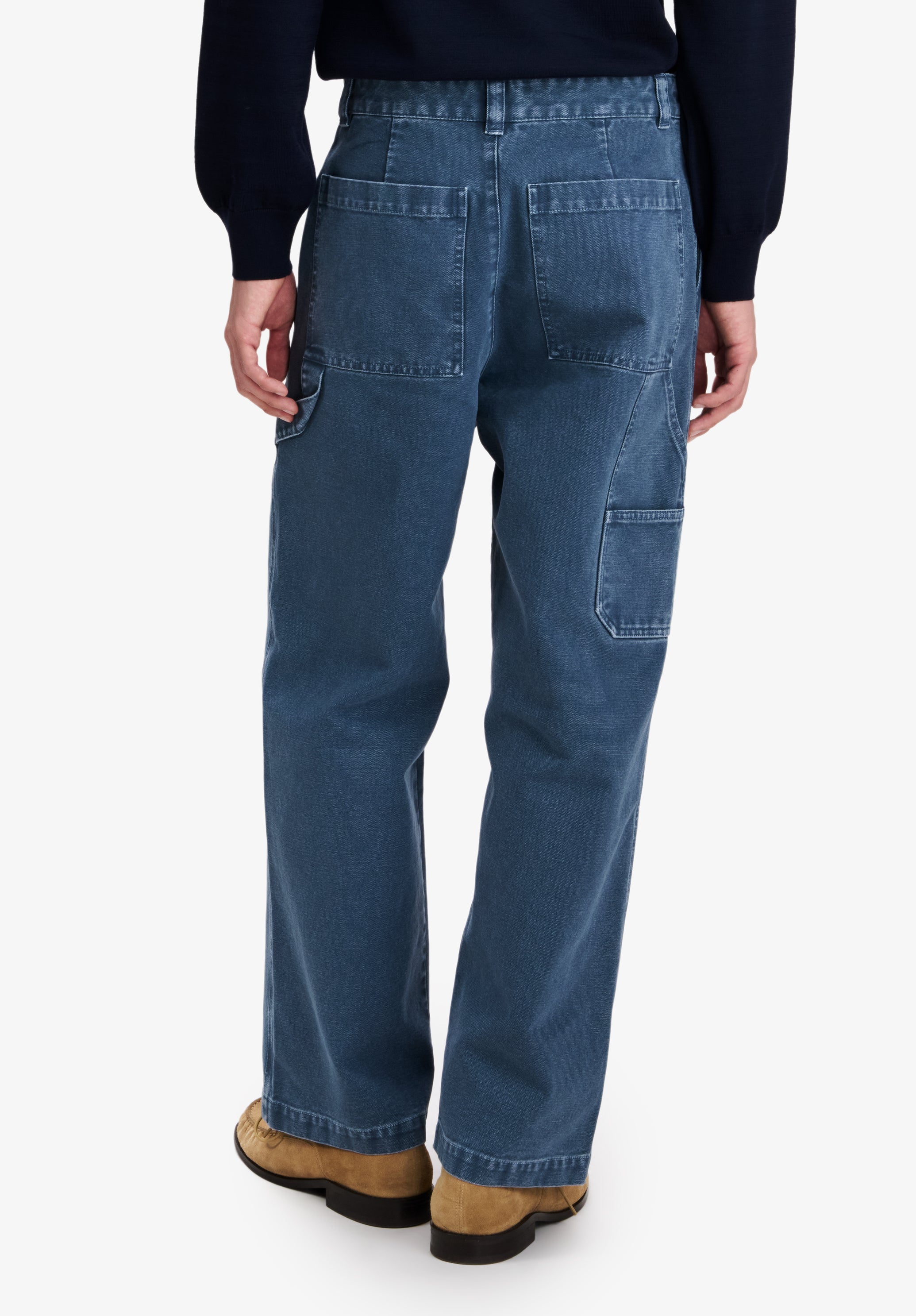 Blue canvas carpenter trousers - 4