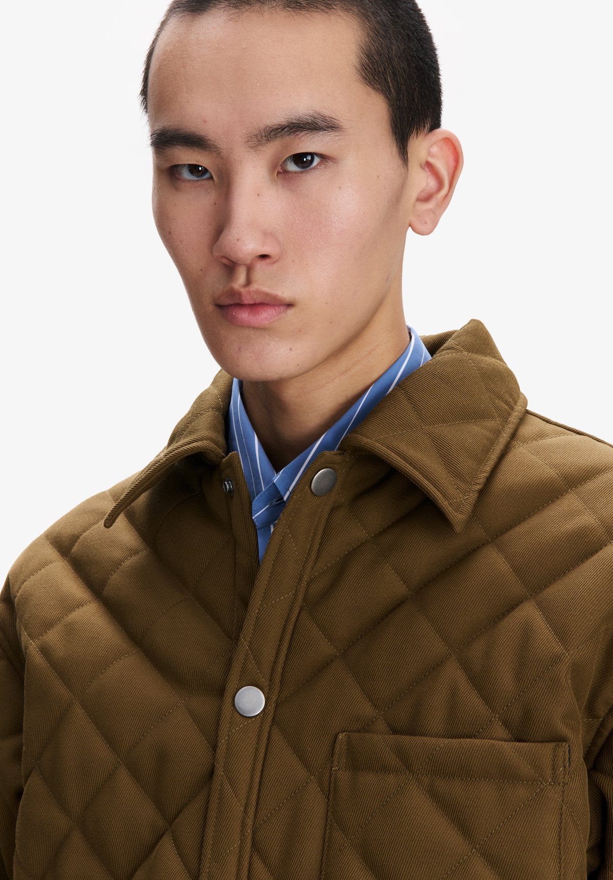 Khaki quilted wool jacket