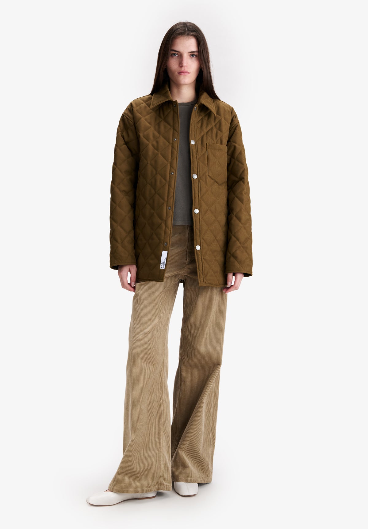 Khaki quilted wool jacket