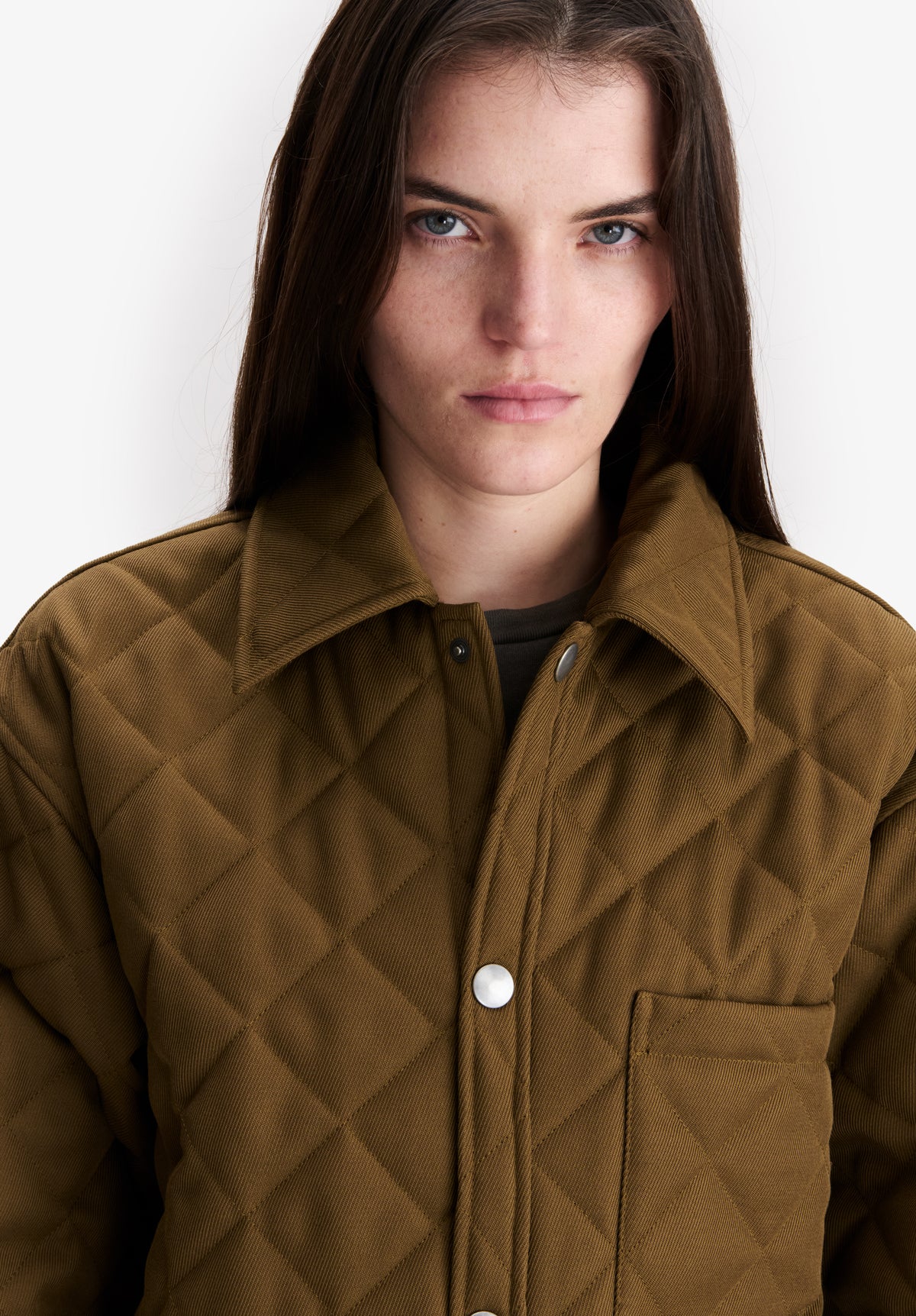 Khaki quilted wool jacket