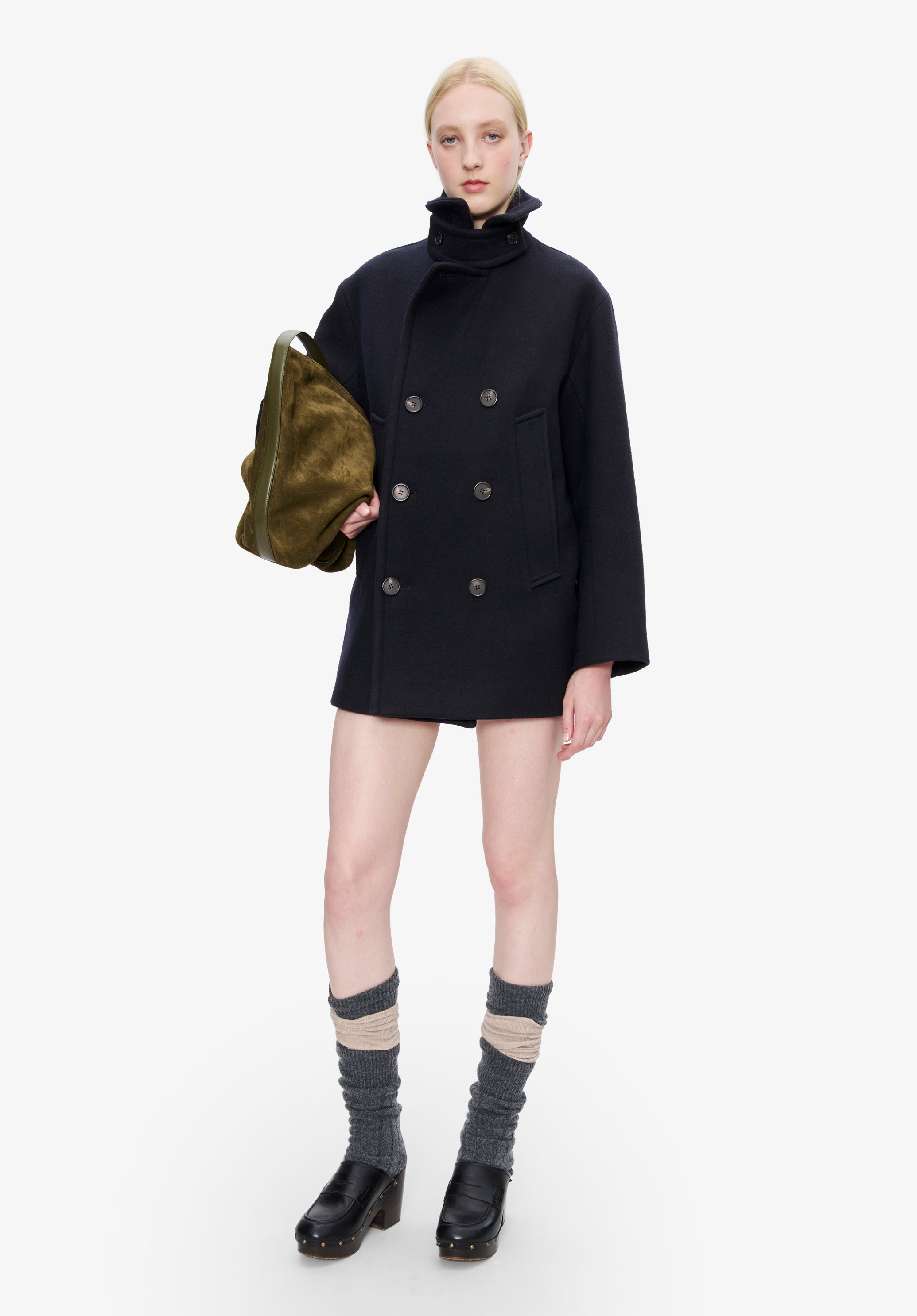 Recycled wool pea coat