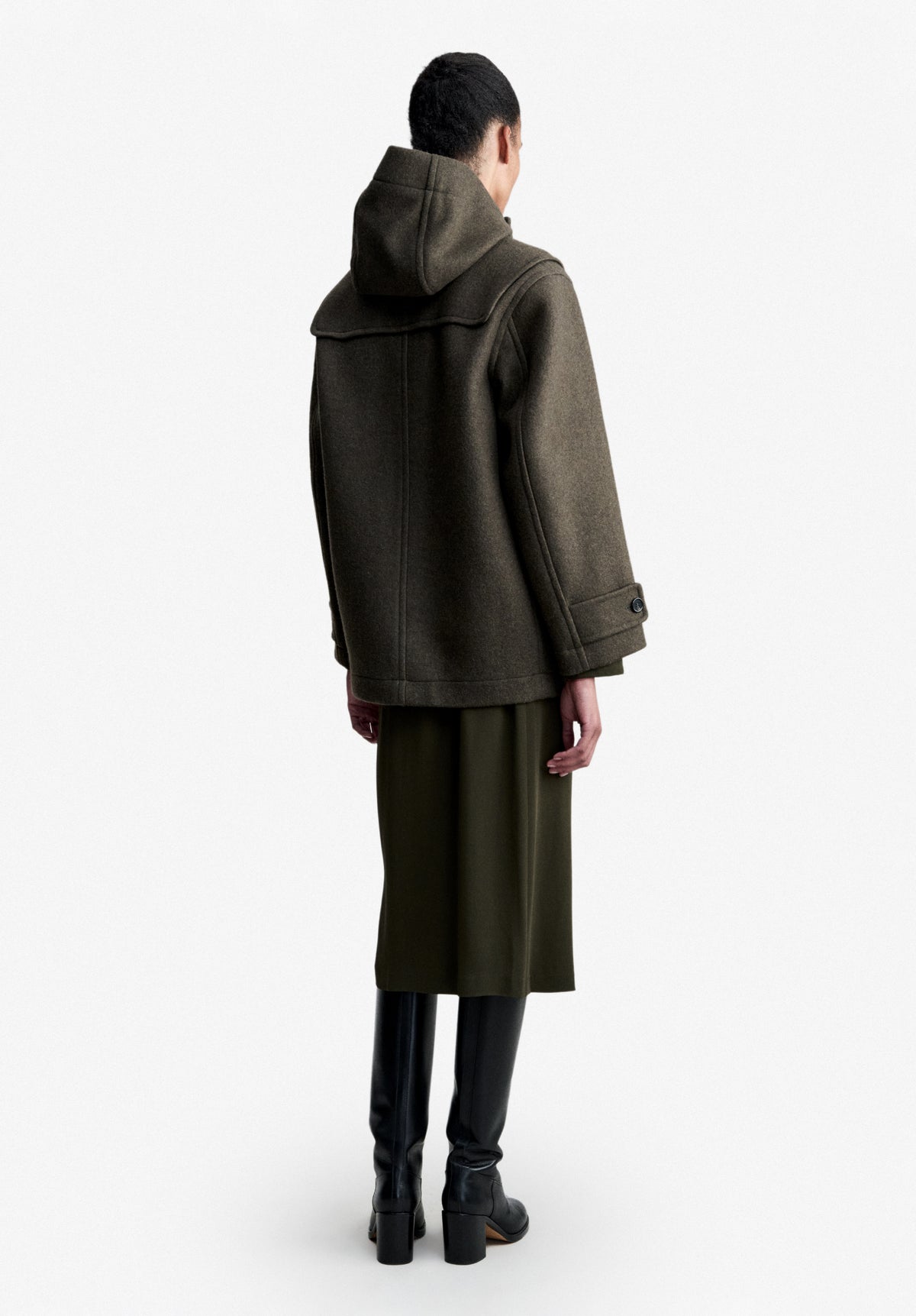 Khaki recycled wool duffle coat - 2