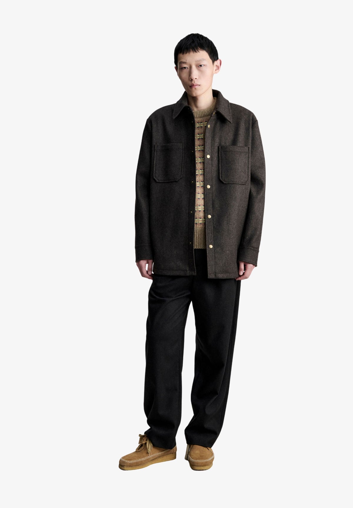 Thick heather brown wool jacket - 1
