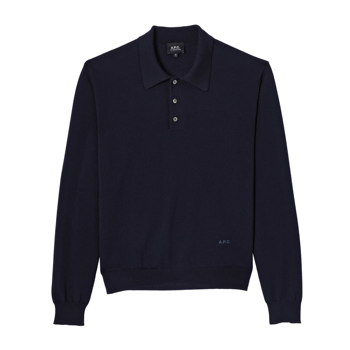 Long-sleeved wool polo shirt - 0