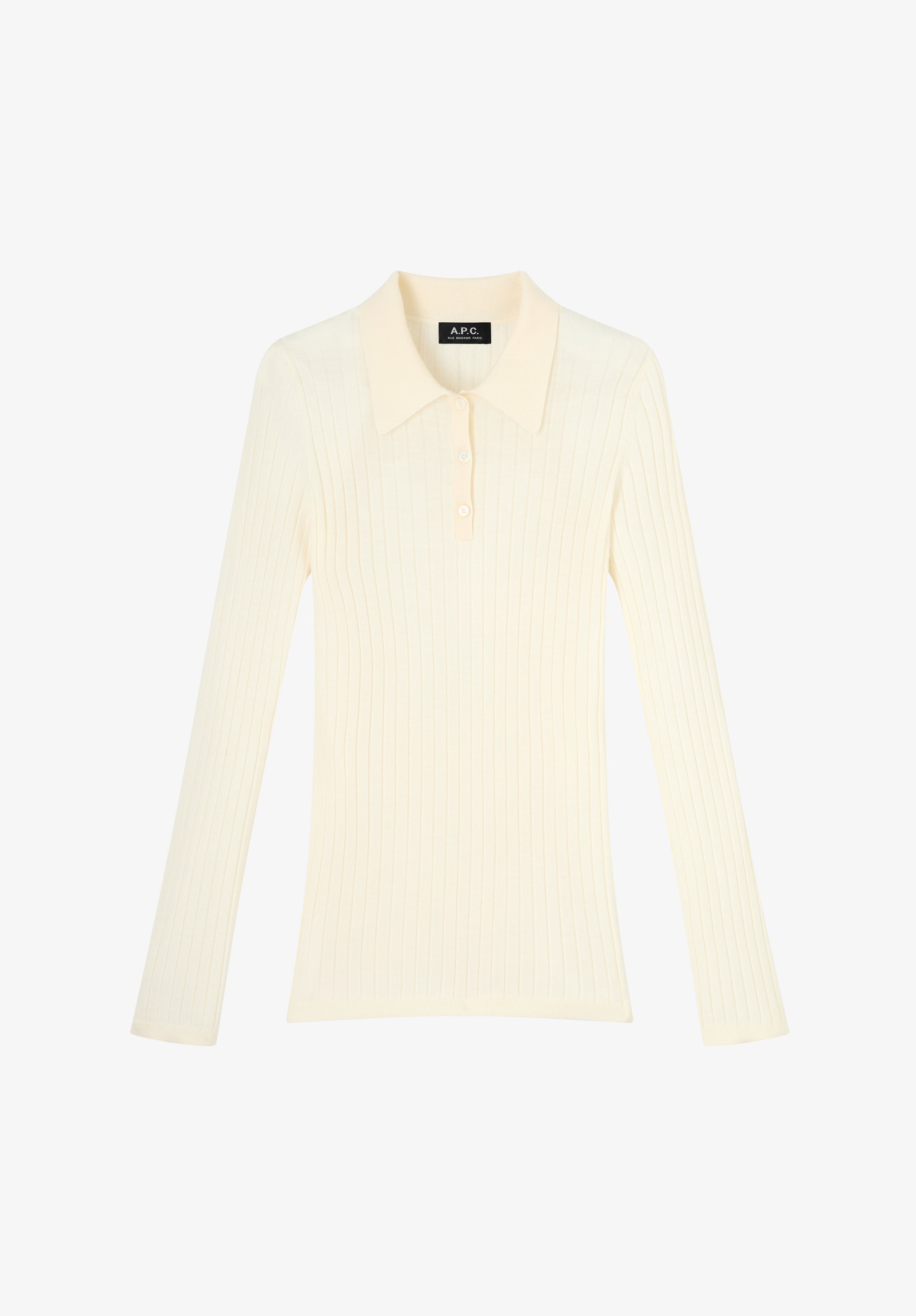 Narrow-rib jumper with polo shirt collar - 0