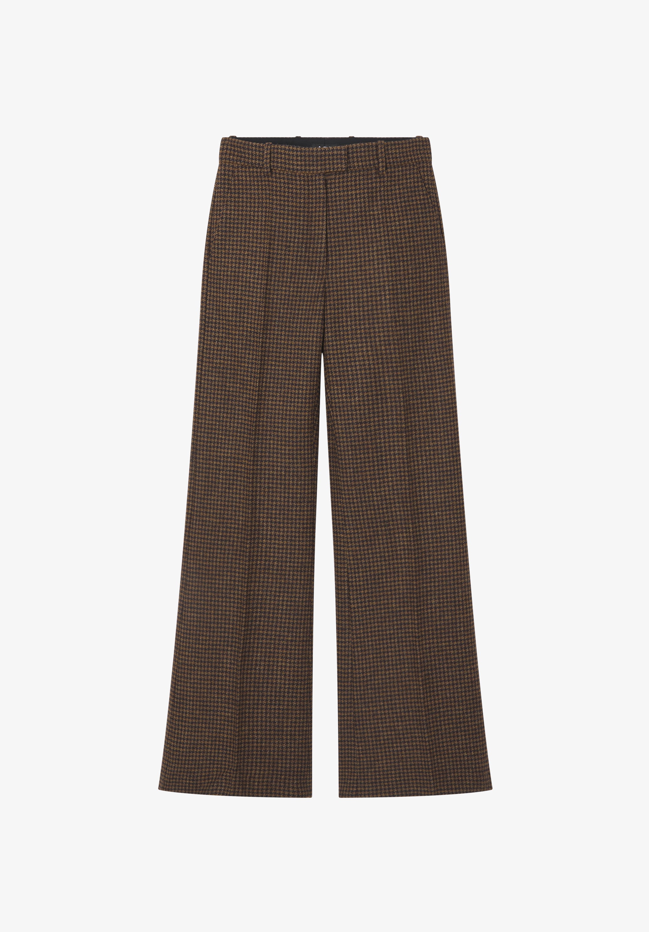 Straight-leg houndstooth trousers with permanent crease - 0