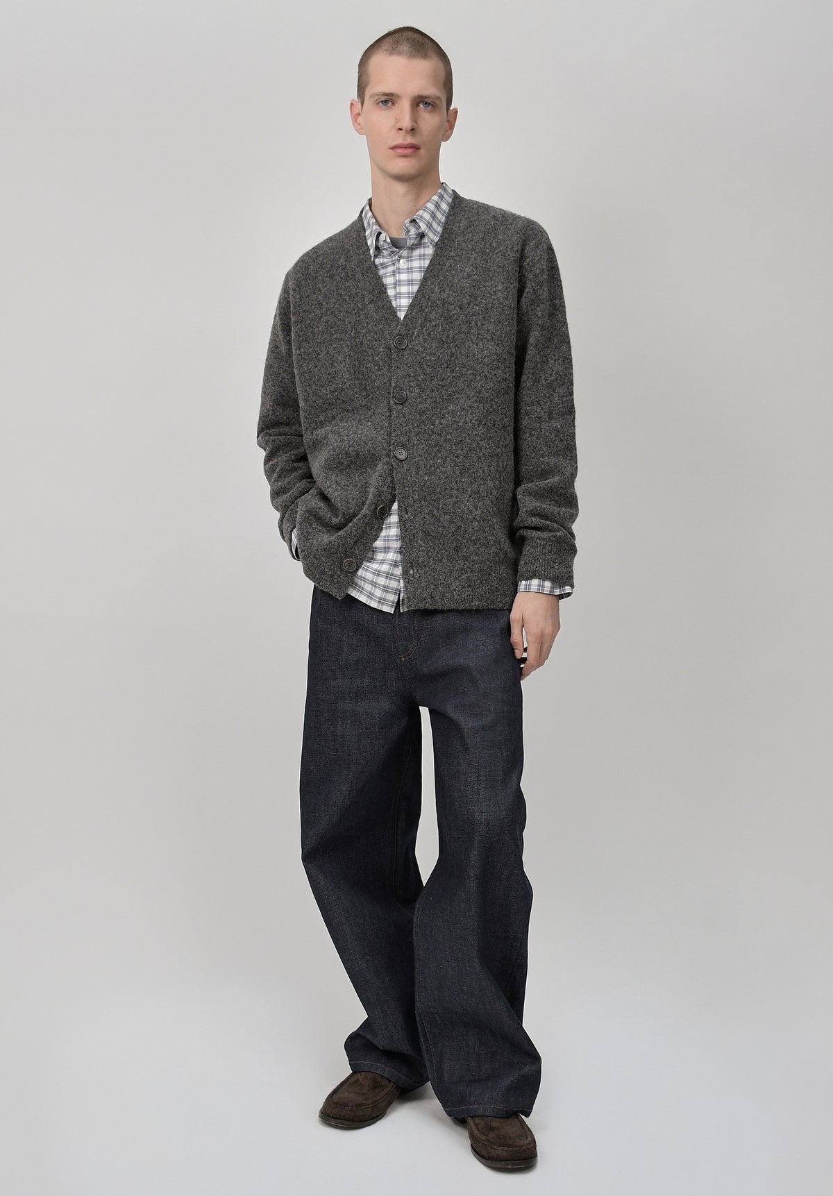 Charcoal grey alpaca wool cardigan