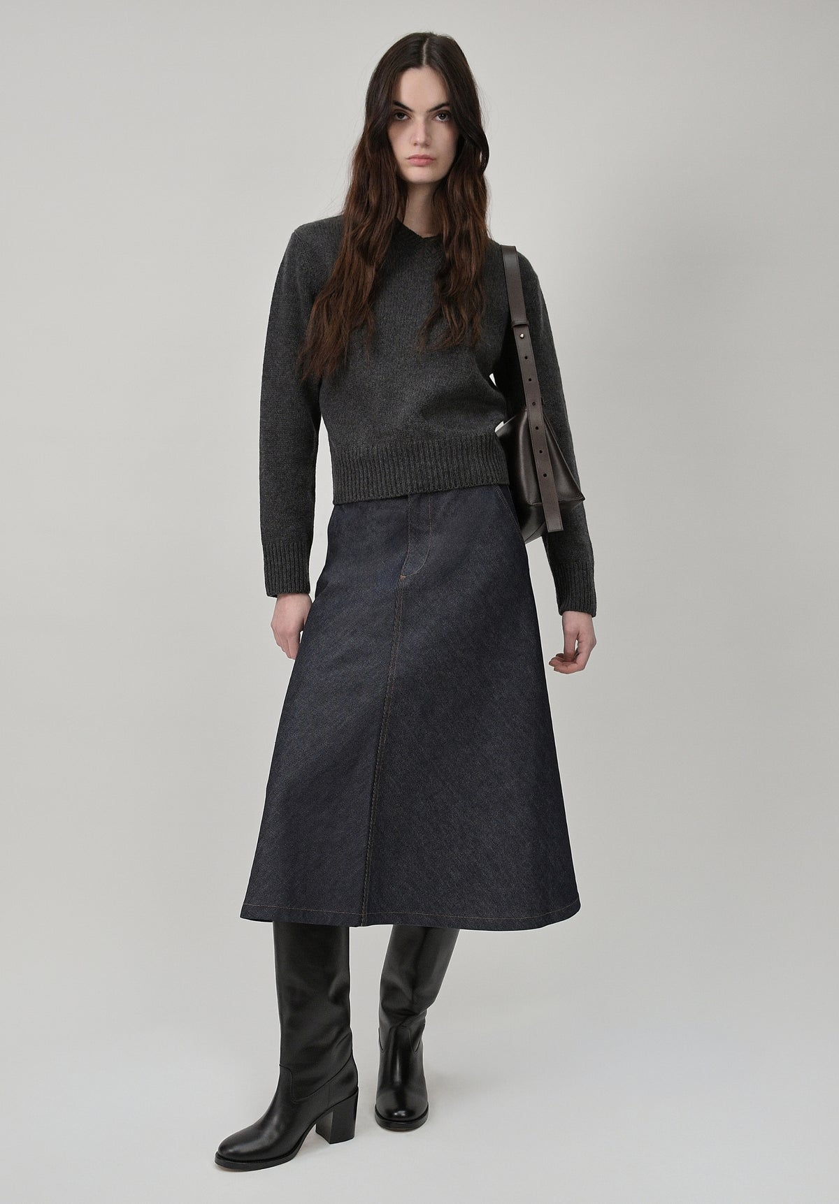 Flared skirt in indigo blue Japanese denim