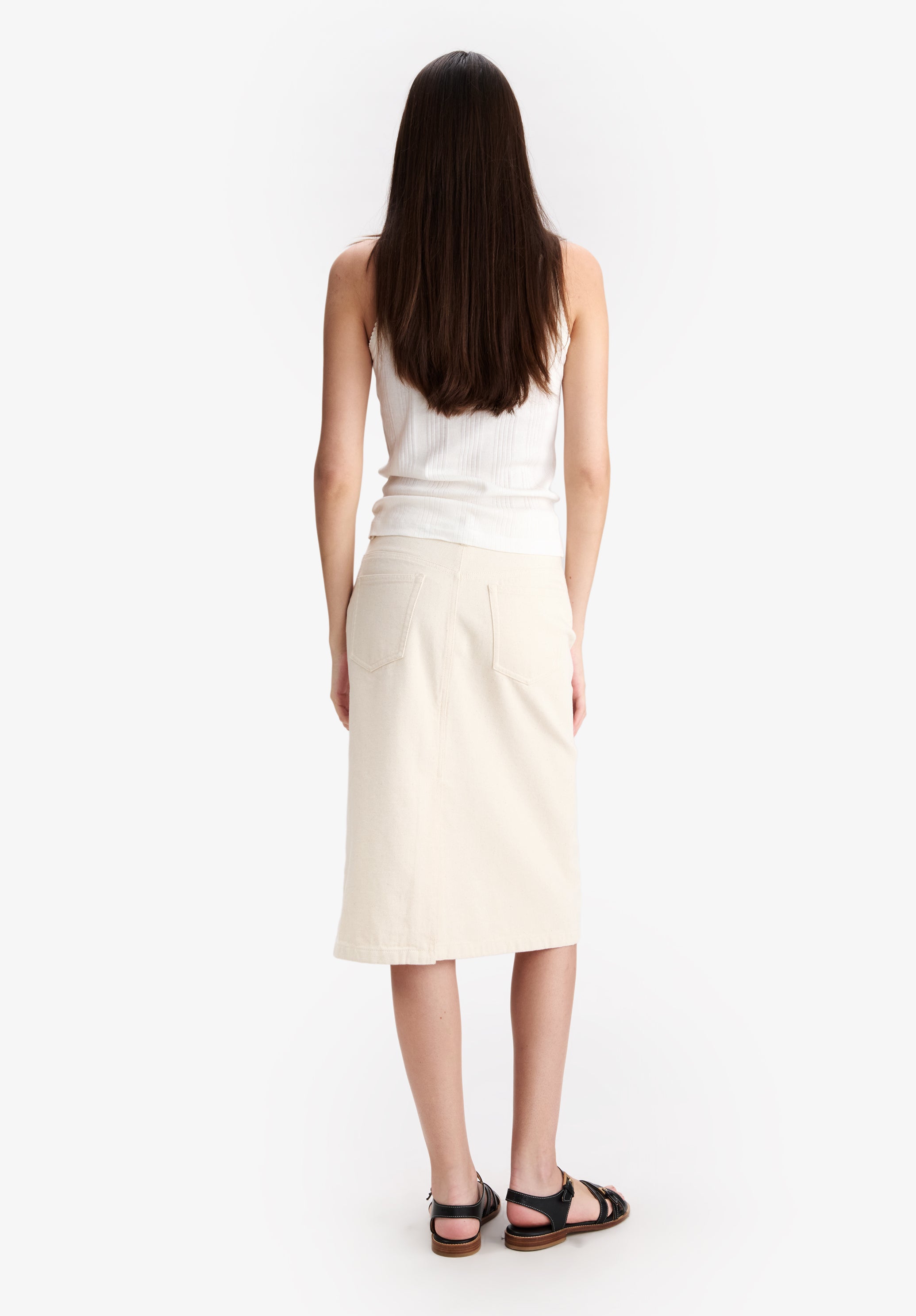 Off-white denim split skirt