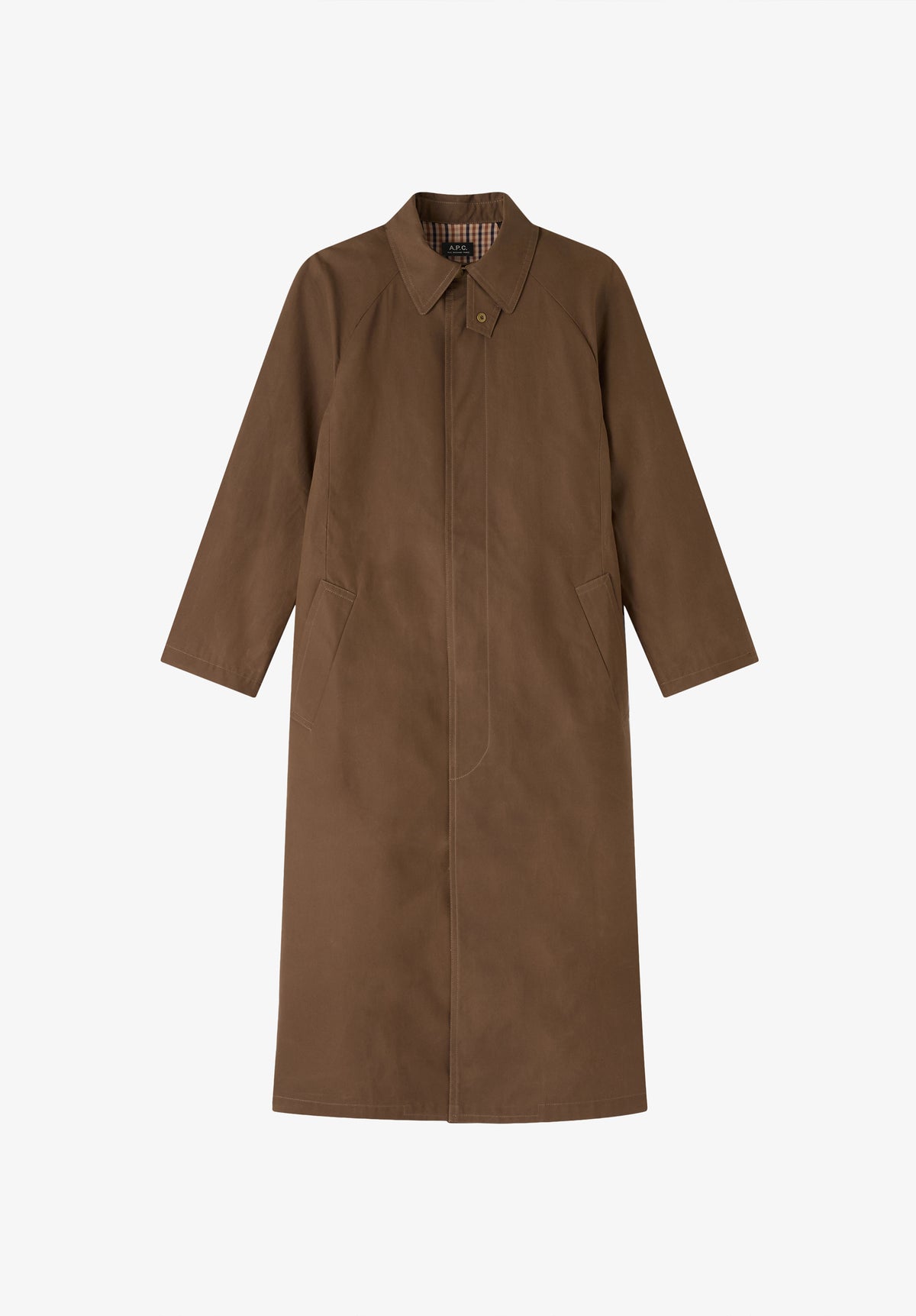 Loose-fit khaki mac in water-repellent waxed cotton - 0