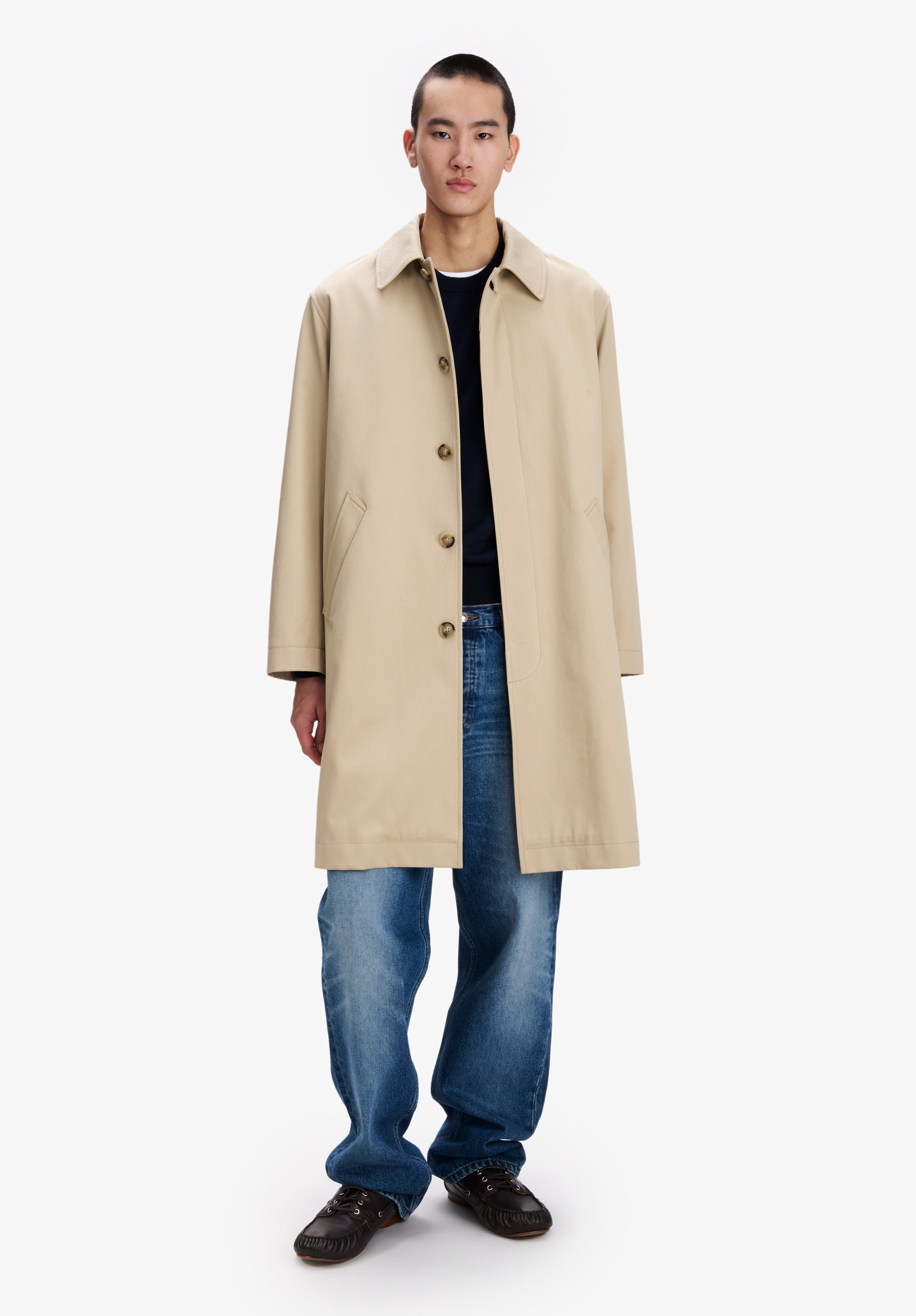 Beige cotton gabardine mac - 1