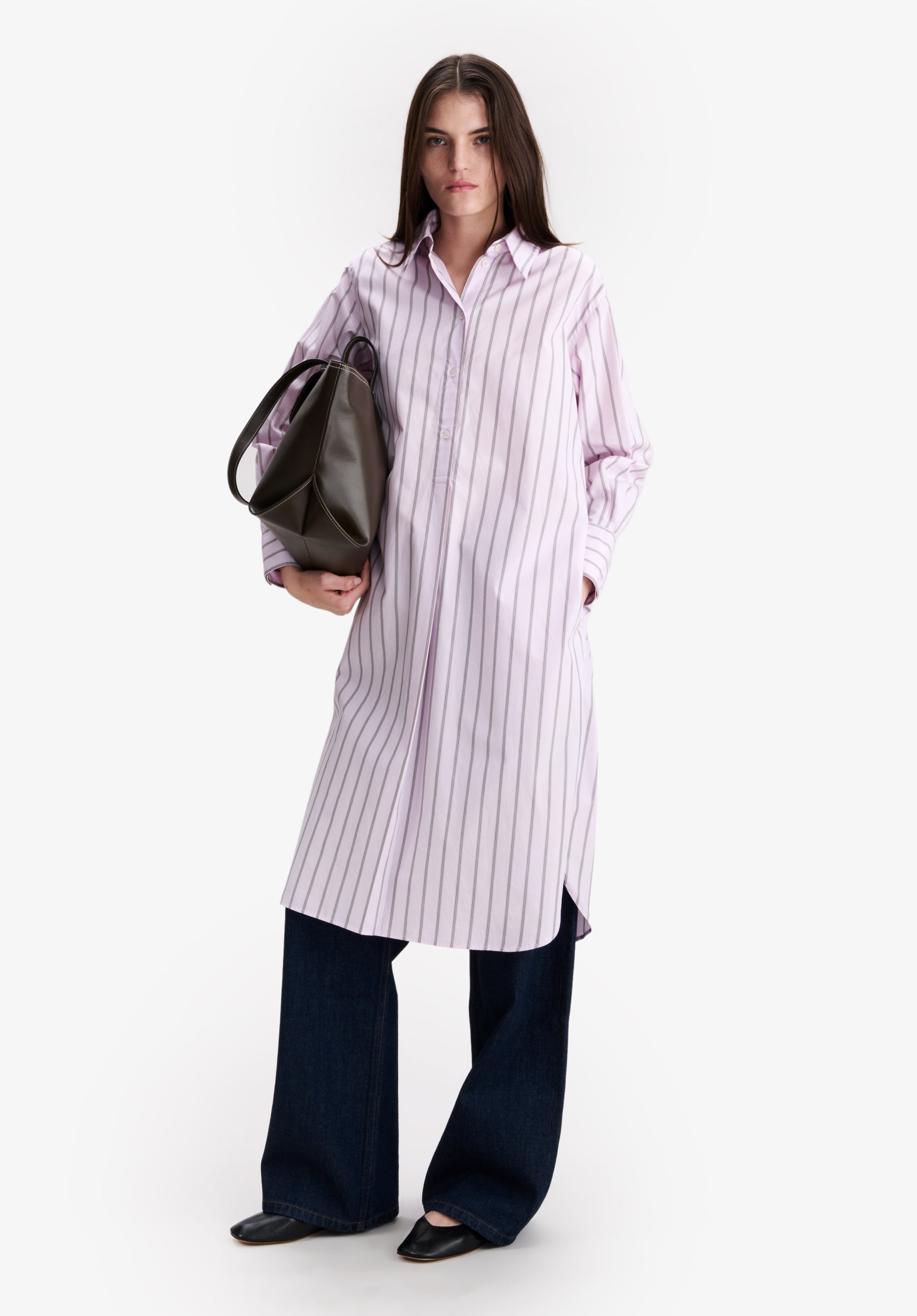 Long pink shirt dress - 1