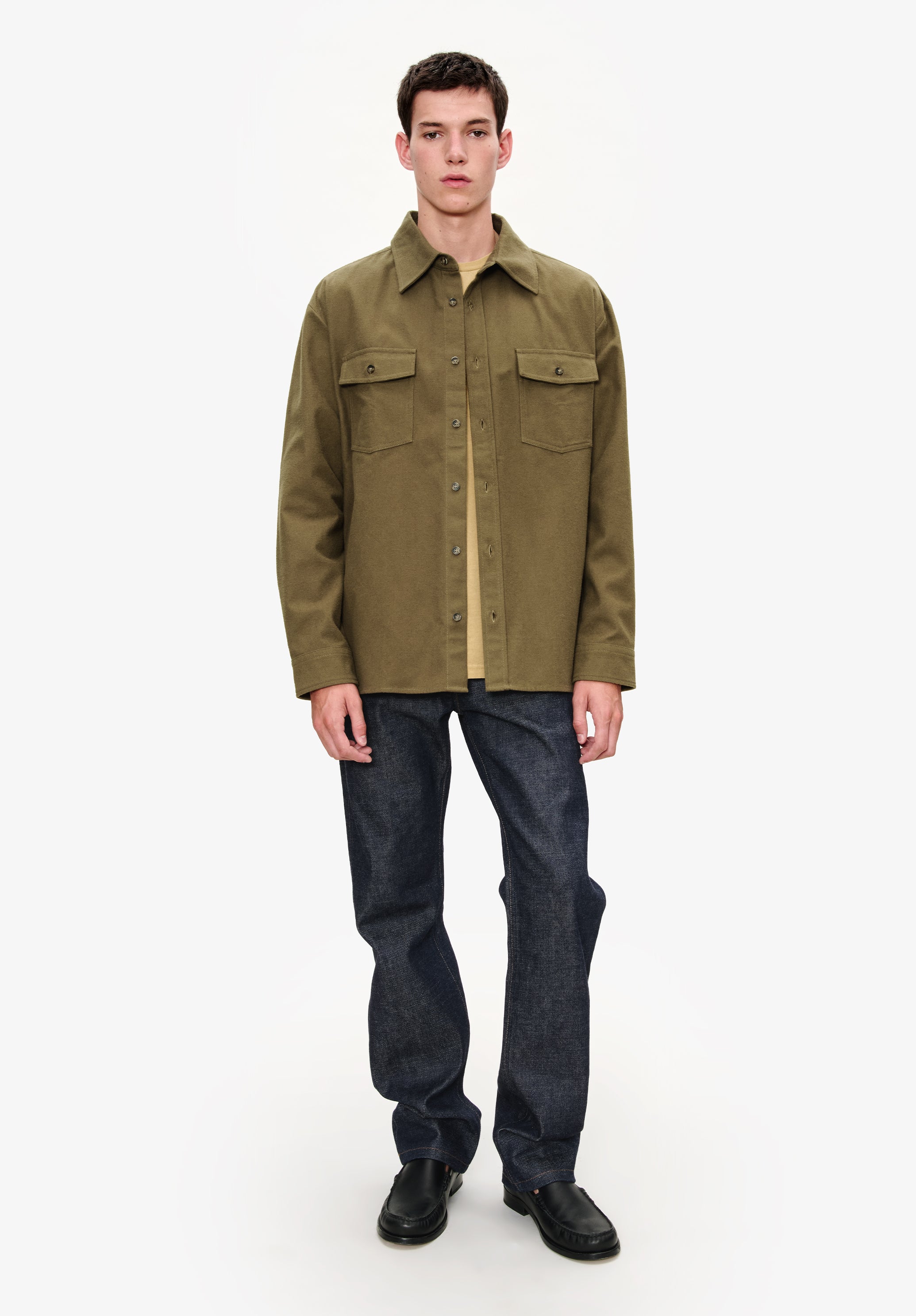 Solid-colour cotton overshirt - 1