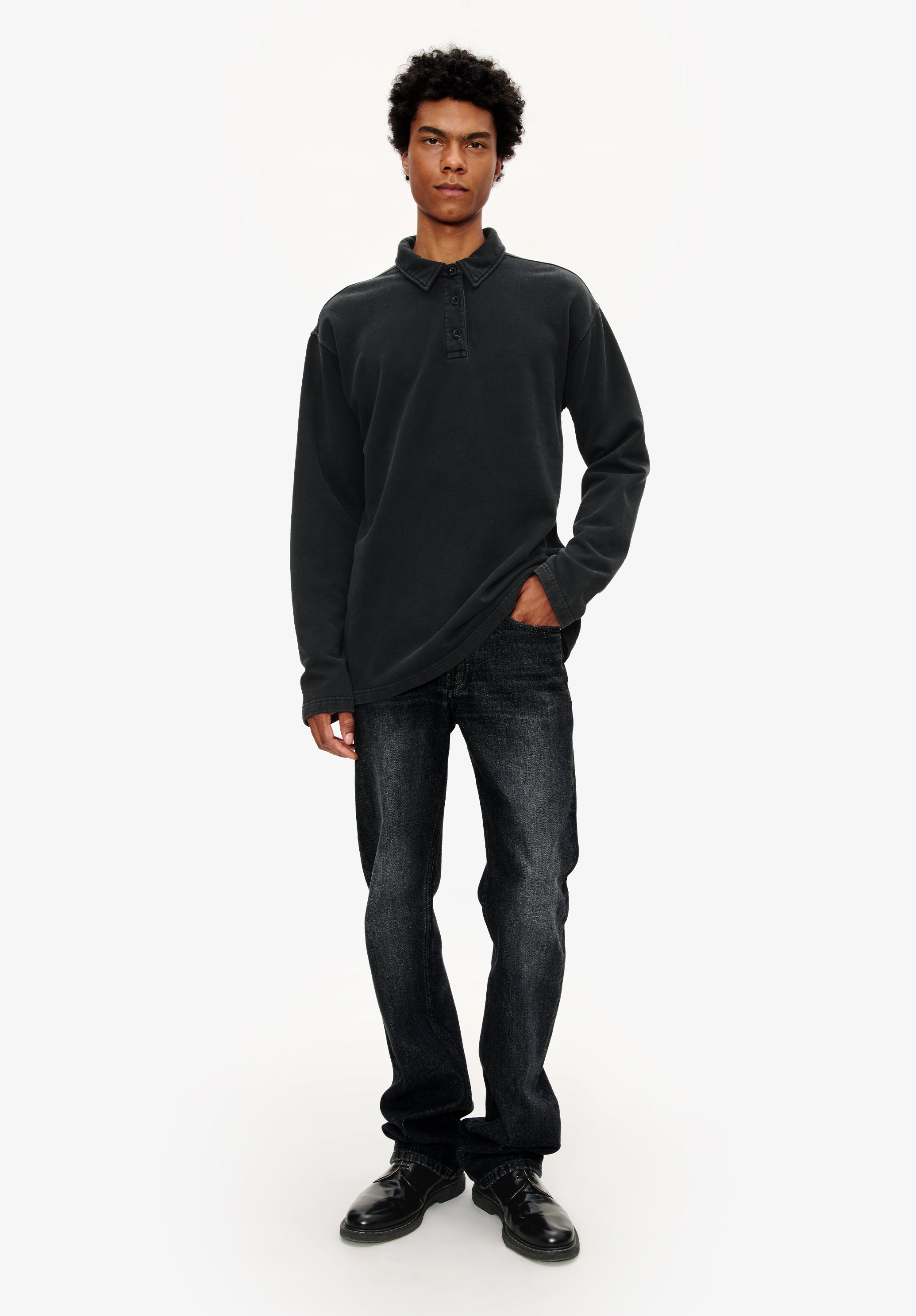 Long-sleeve unisex polo shirt - 1