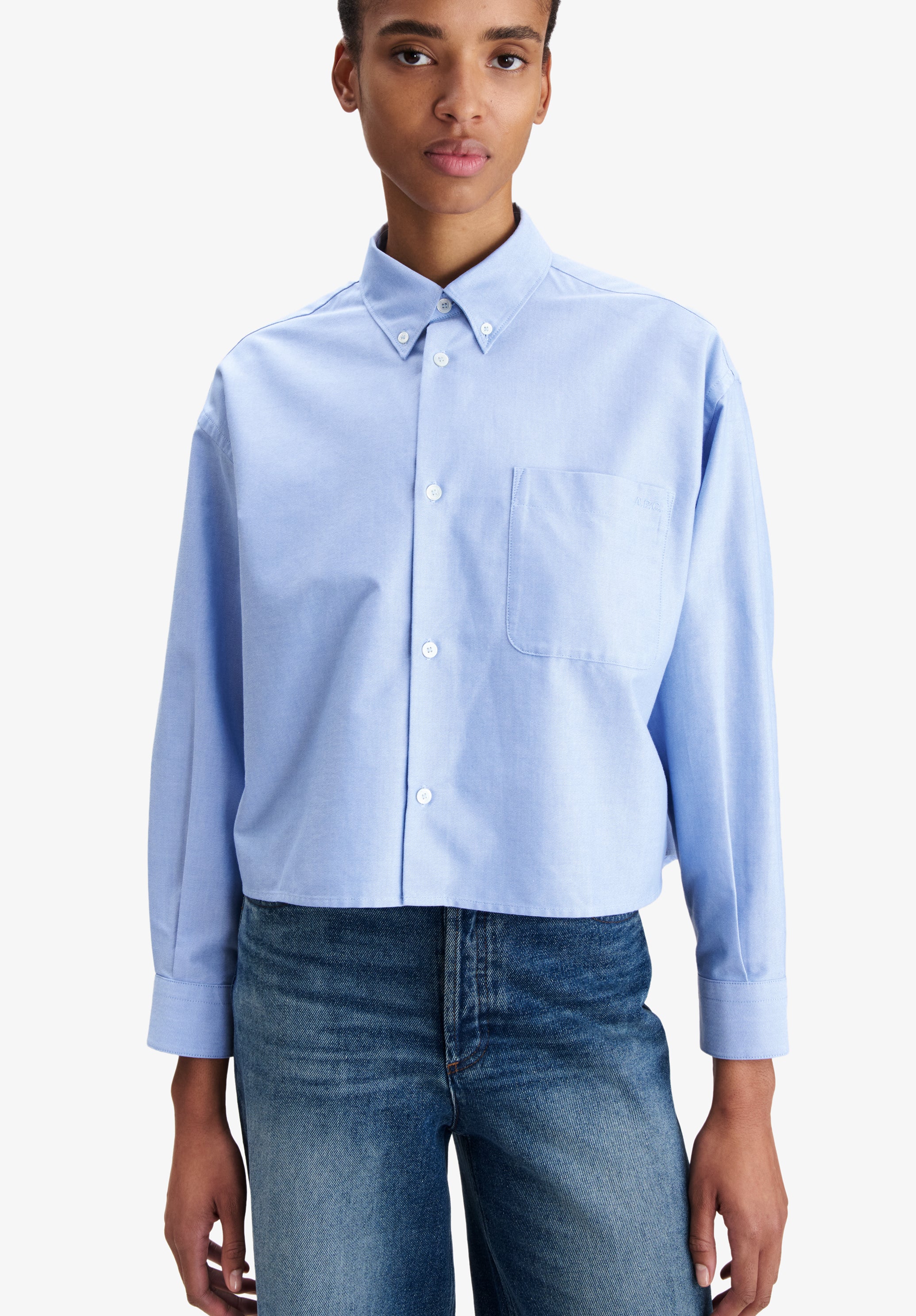 Short light blue oxford shirt - 3
