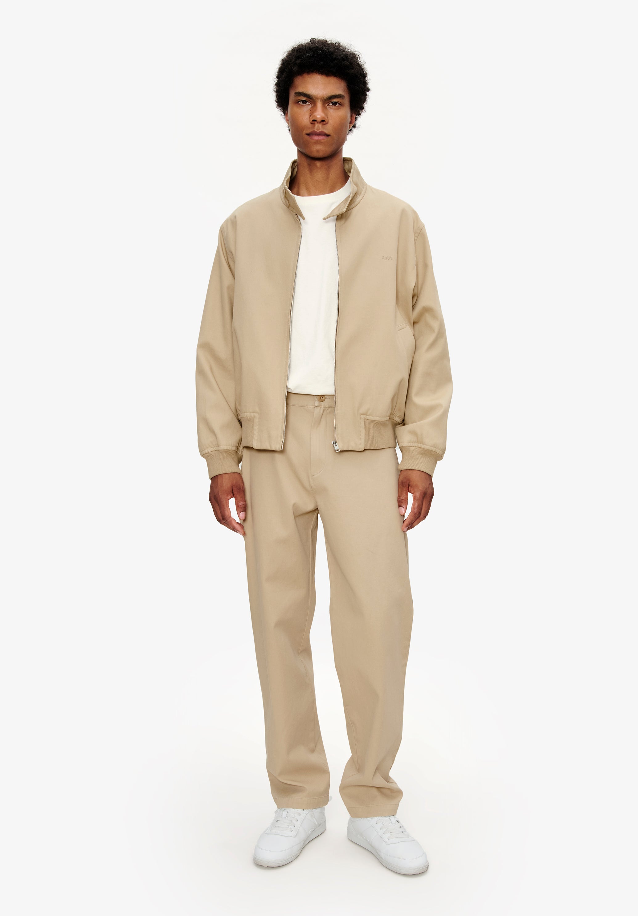 Fitted straight-leg gabardine chinos - 1