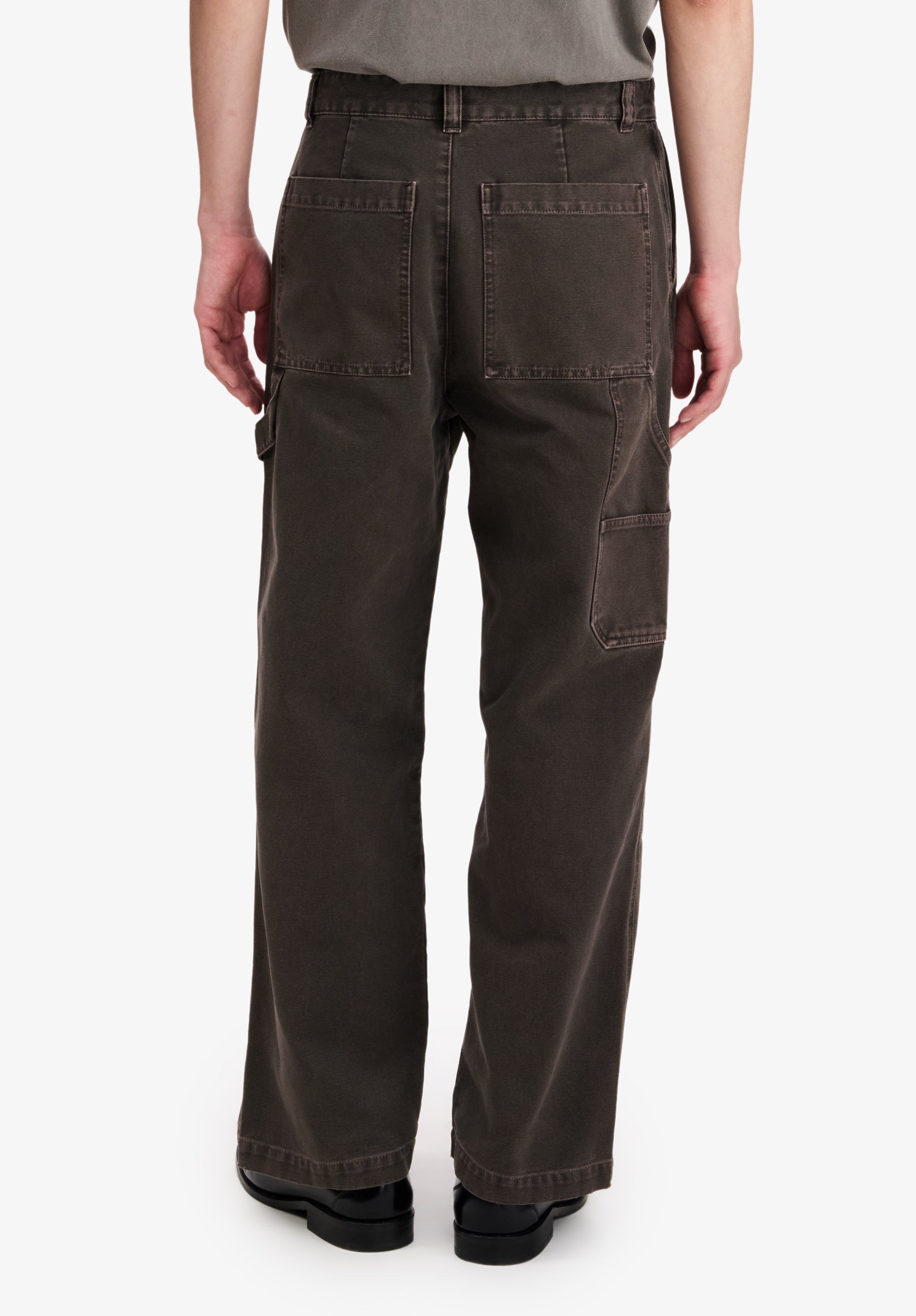 Brown canvas carpenter trousers - 4