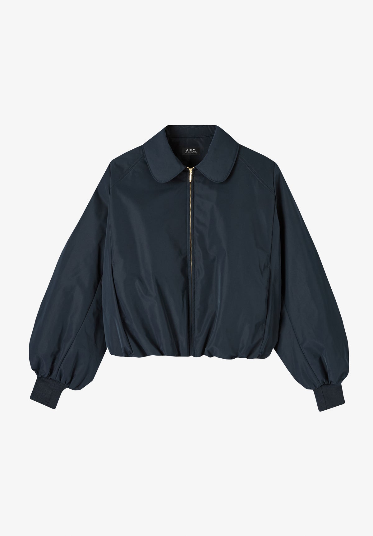 Navy blue taffeta bomber jacket