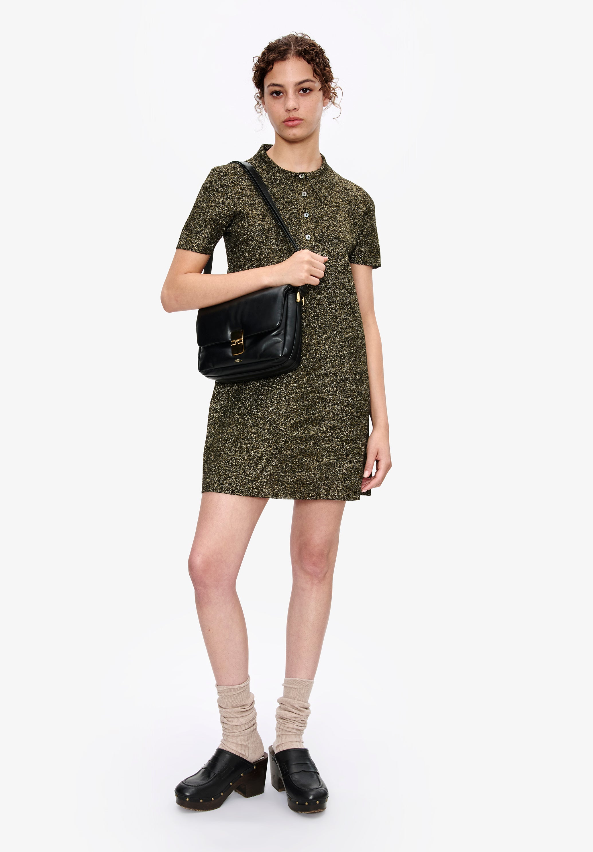 Metallised polo shirt collar dress - 1