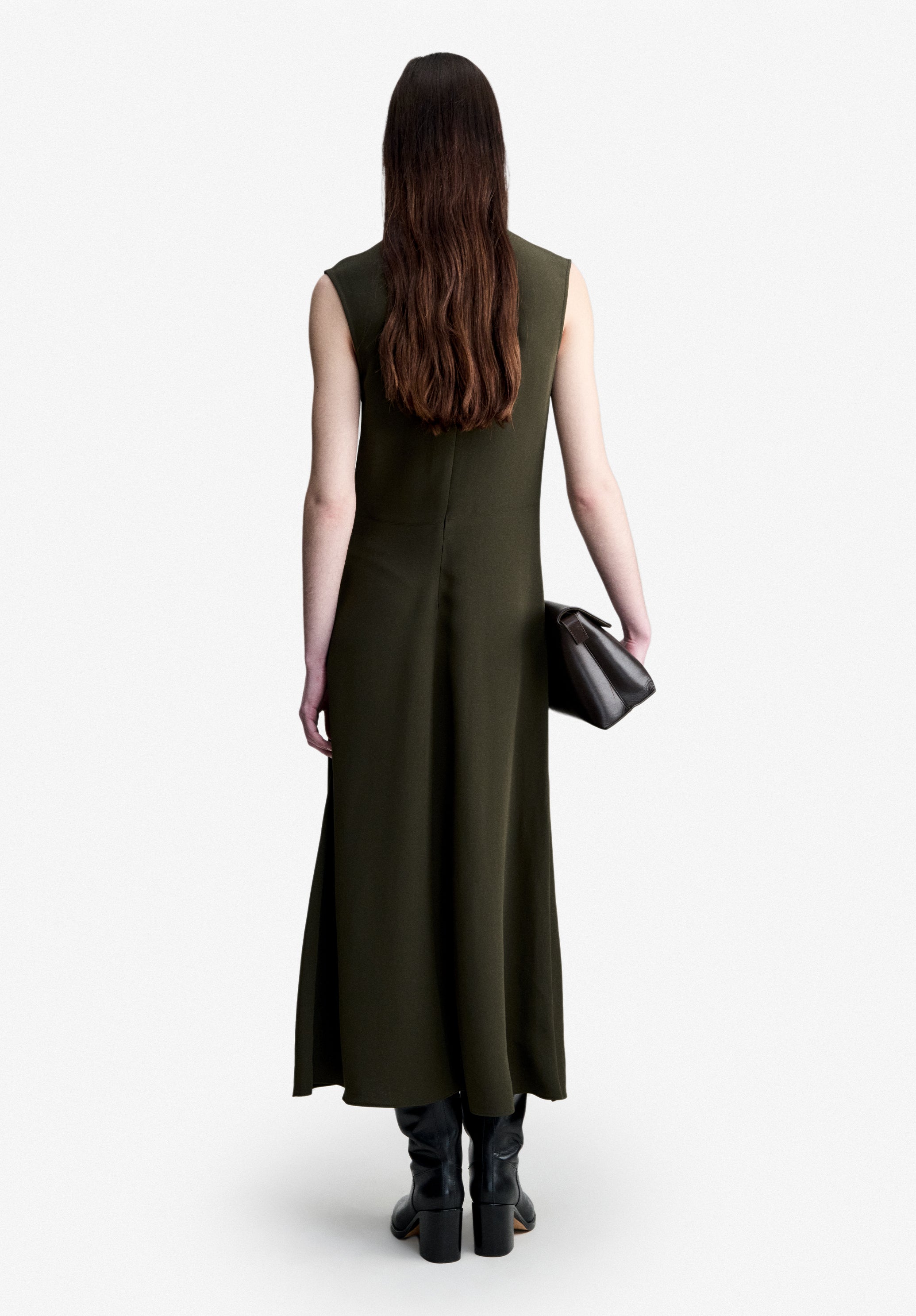 Flowing dark green dress - 2