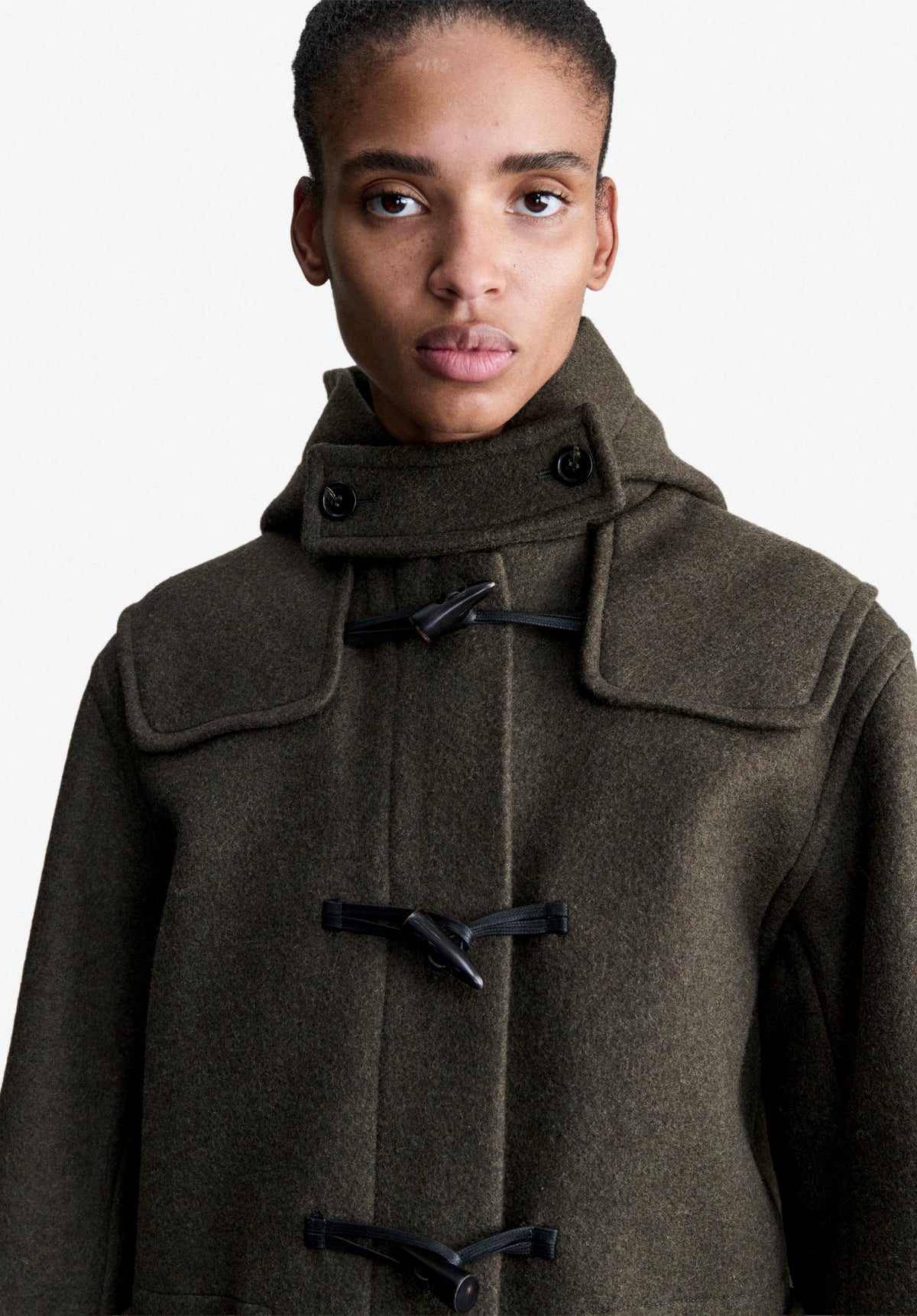 Khaki recycled wool duffle coat - 3