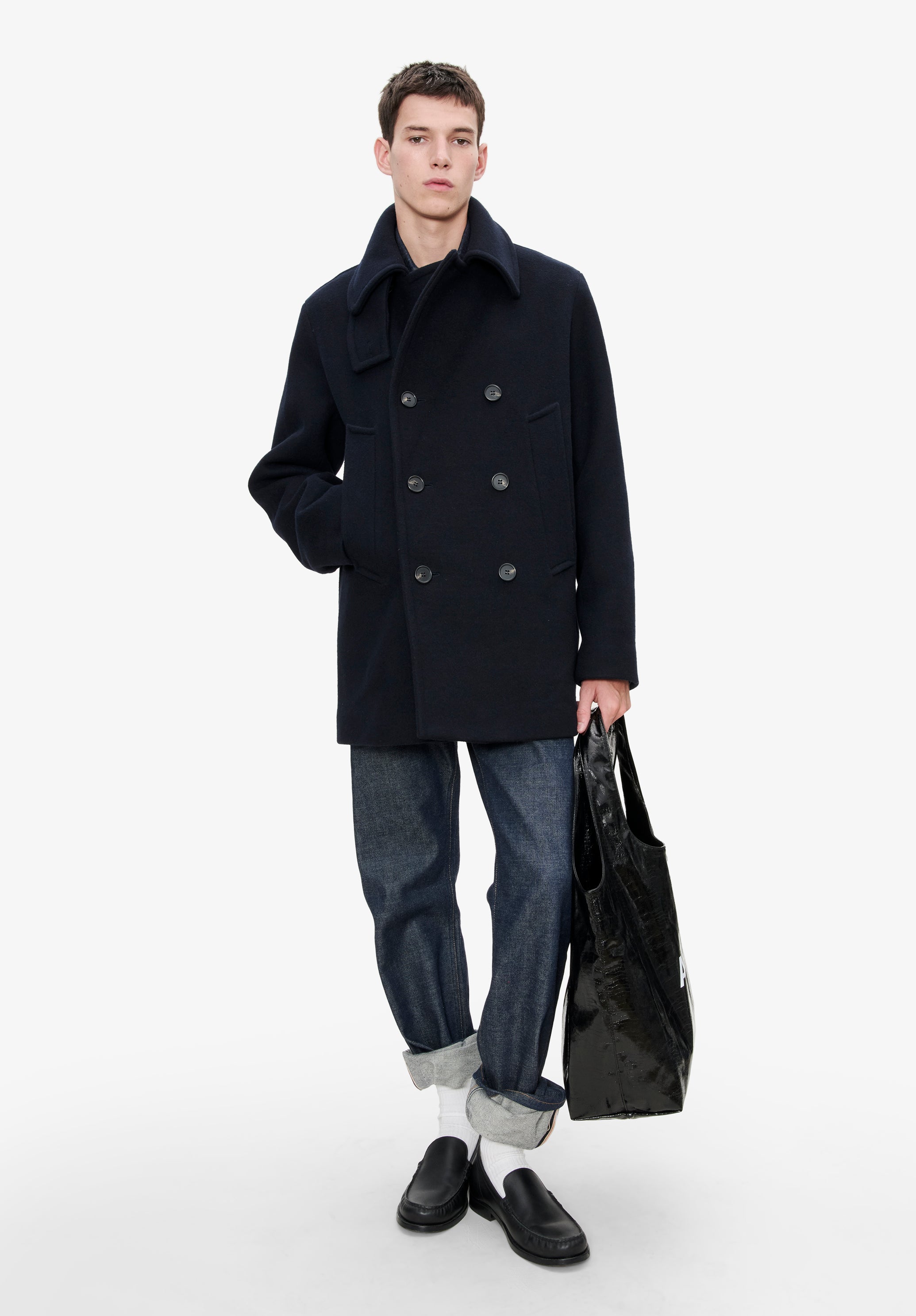 Recycled wool pea coat
