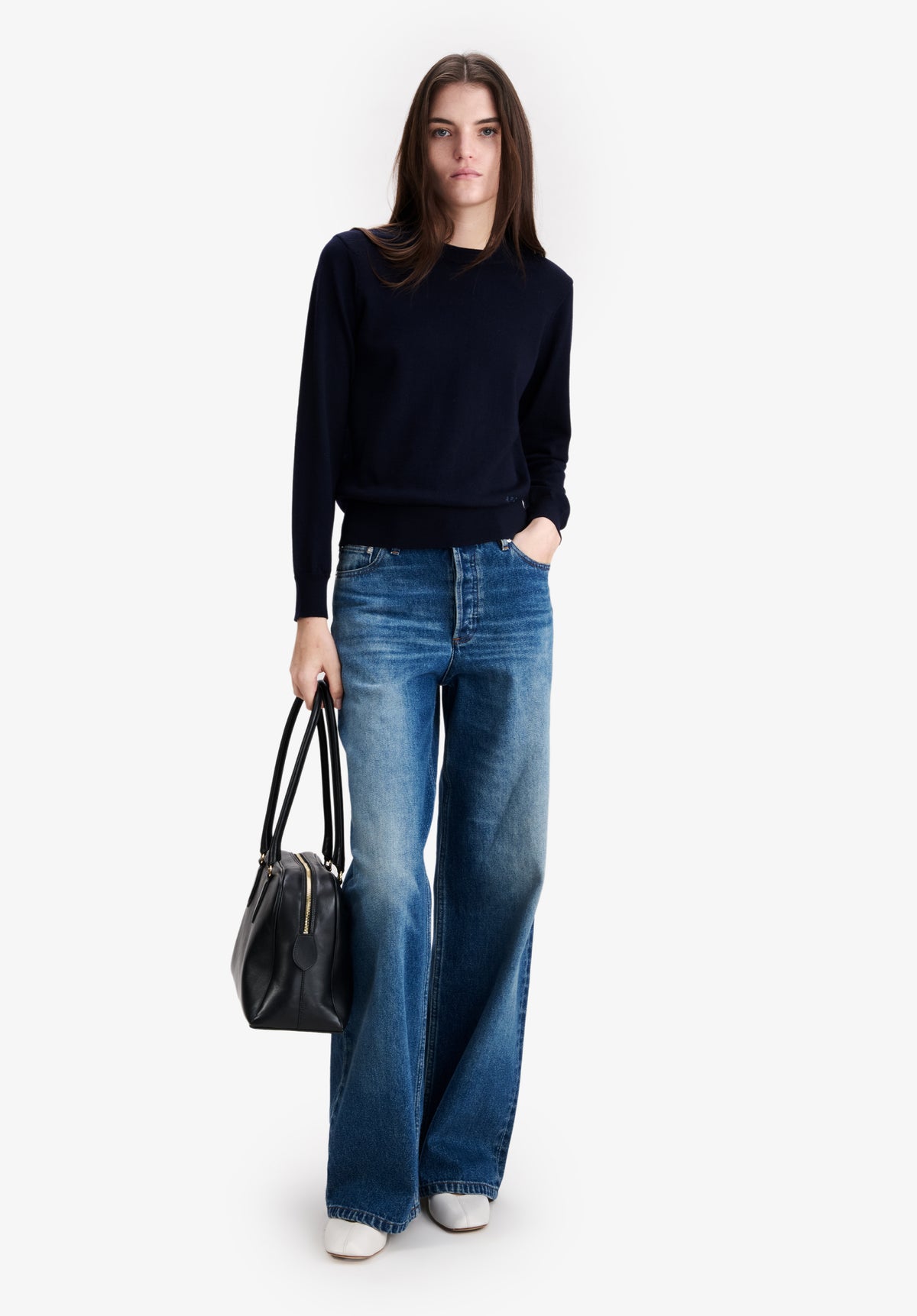 Fitted sweater in merino wool - 1