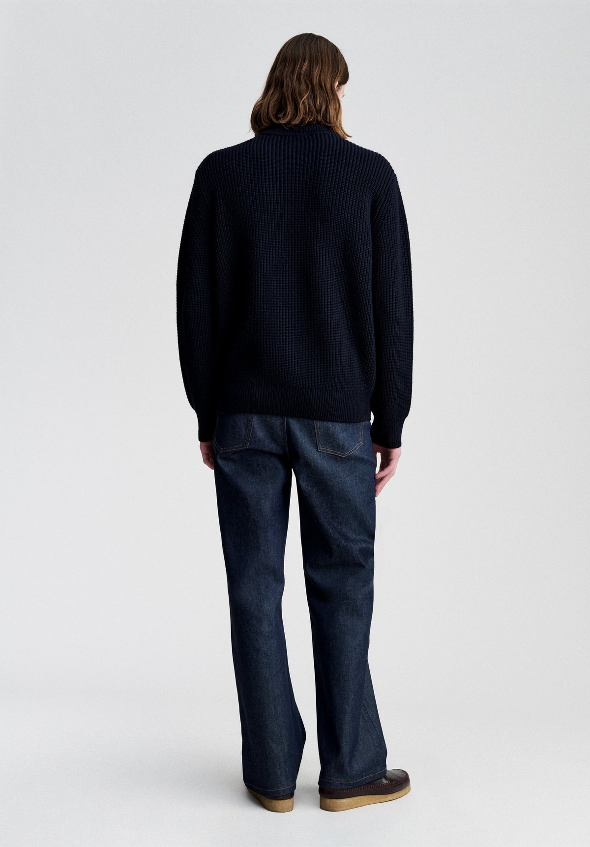Navy blue quarter-zip sweater