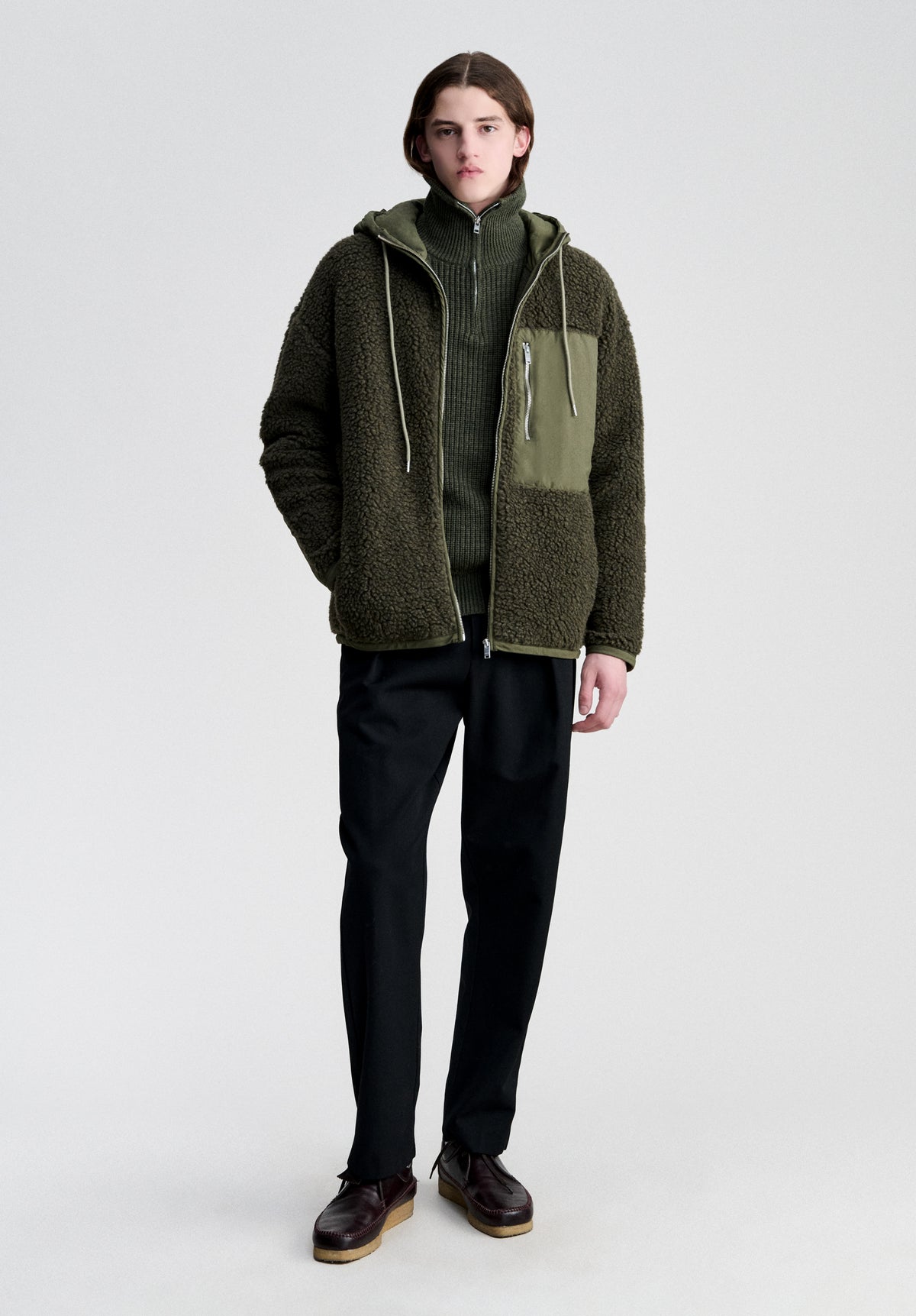Khaki fleece hoodie