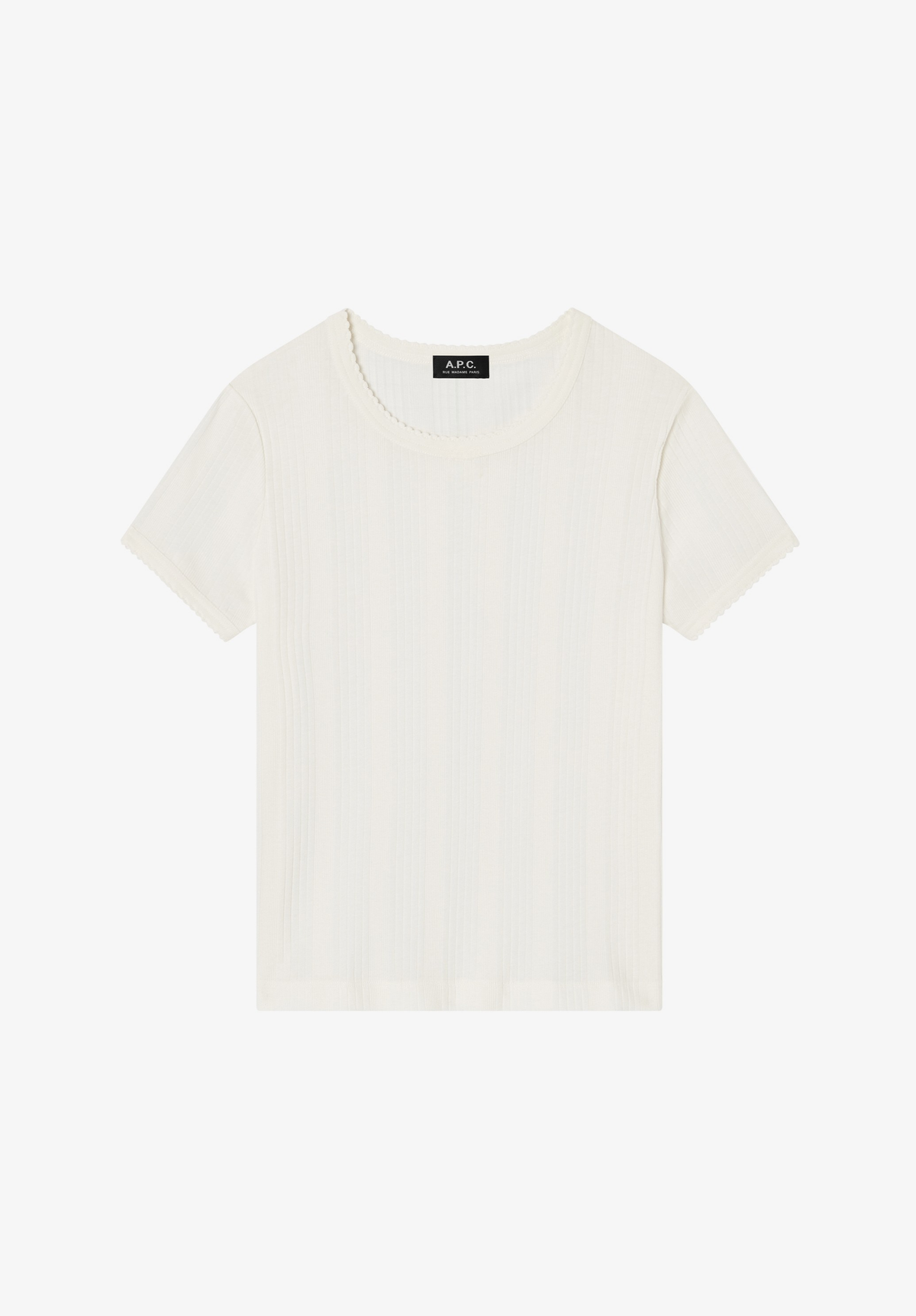 Ribbed white organic cotton t-shirt.